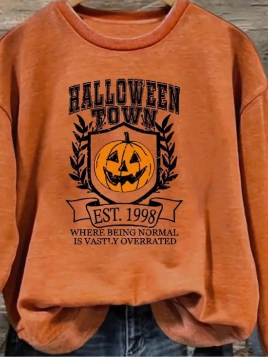 Tops - Halloweentown Est 1998 Pumpkin Graphic Orange Halloween Sweatshirt